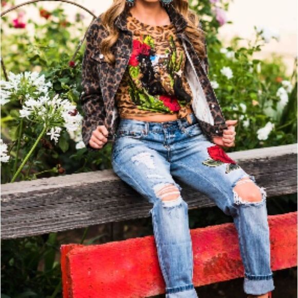 Rodeo Quincy Ella Rose Denim Pant Blue S NWT - Picture 4 of 8